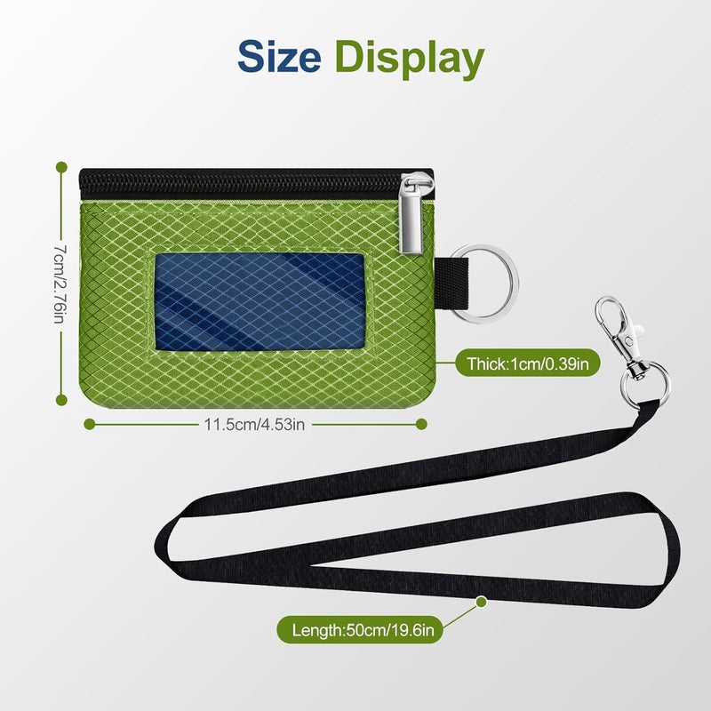 CCUMI Minimalist RFID Blocking Small Wallet with ID Window,WaterResistant Zip Id Case Wallet with Lanyard Keychain for Cards,Cash,Travel,Women,Men (Olive Green/Electric Blue) - Image 5